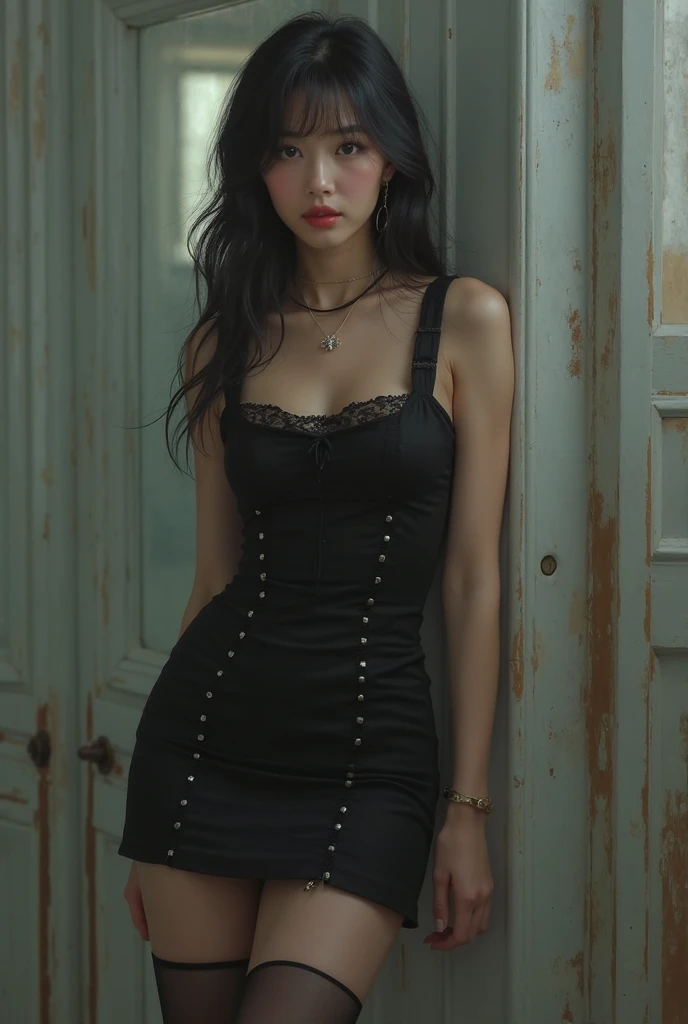 (41k4:0.6), (aika-sawaguchi:0.6), masterpiece, Best Quality, 8K, Raw photo, (maid:1.7), (full body shot:1.4), top-notch quality, masterpiece, (exceptionally detailed RAW color photo, professional-grade photograph), (facing viewer:1.5), (bondage:1.5), (shackled:1.6), (tied up with chains:1.5), (slave:1.5), (wearing slave collar:1.3), (looking at viewer:1.4), (Realistic, Photorealistic:1.37), (highly detailed skin:1.2), Ultra-high resolution, (lens 50mm), (masterpiece, top-quality:1.3), (hyper realistic:1.35), (Photorealistic:1.45), (Realistic:1.4), solo, (1 pretty Japanese girl), 21 years old, Japanese idol, supermodel, pale skin, (slim:1.3), (slim body:1.25), (slender body:1.25), (narrow waist:1.35), pretty face, (large breasts:1.15), (deep cleavage:1.4)