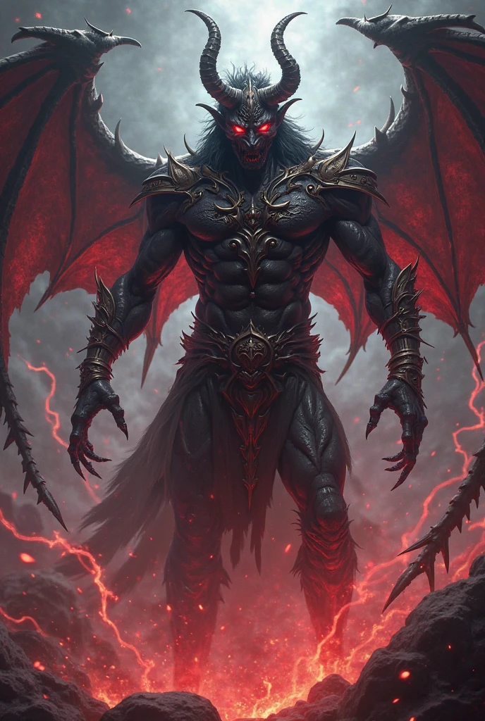 A giant demon from another dimension summoned from a magic circle、Huge claws