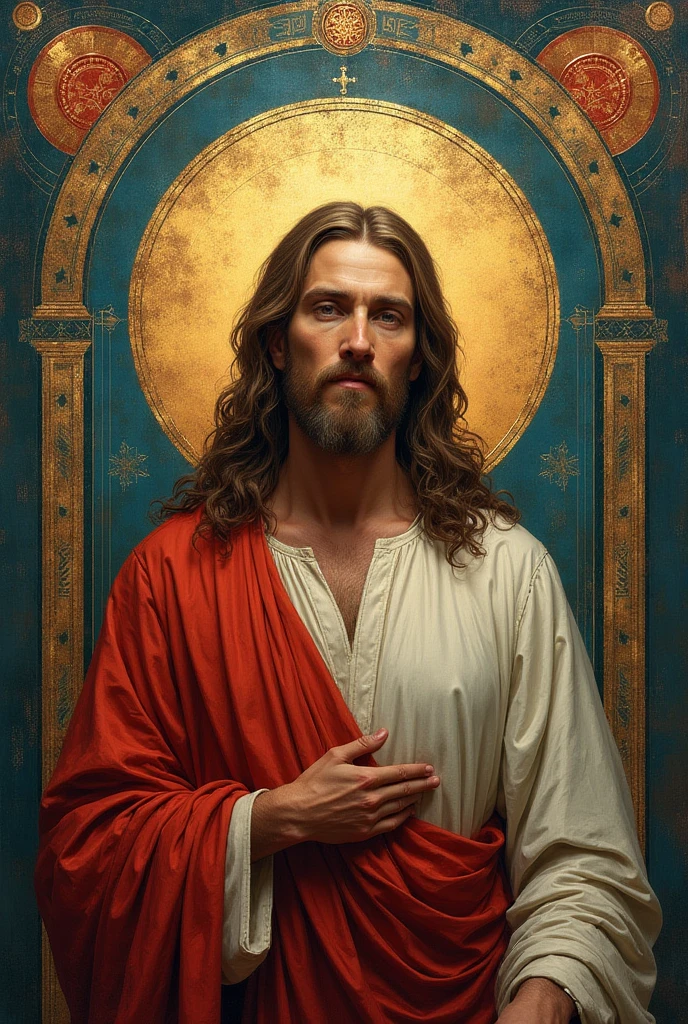 King David with long wavy hair and very beautiful in the tabernacle