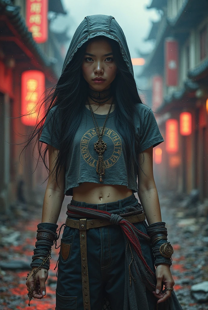 Street style, casual, female warrior from the future, beautiful detailed complex insanely detailed octane drawing of a fashion art station, dinamic lighting, bright and harmonious composition, subtle play of light and shadow, attention to texture, Meticulous attention to detail, artistic interpretation, convey the essence of color, Breathtaking visual effect, mastery , Emotional resonance, Indelible impression, dynamic and graceful composition, Showcasing the beauty of nature, striking and captivating, creating a sense of depth and volume, causing a feeling of surprise and admiration, very detailed and realistic image