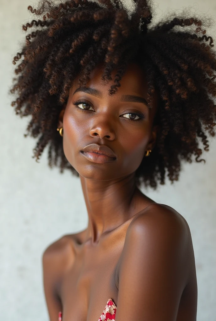 Make a dark skinned woman with curly hair give her ass