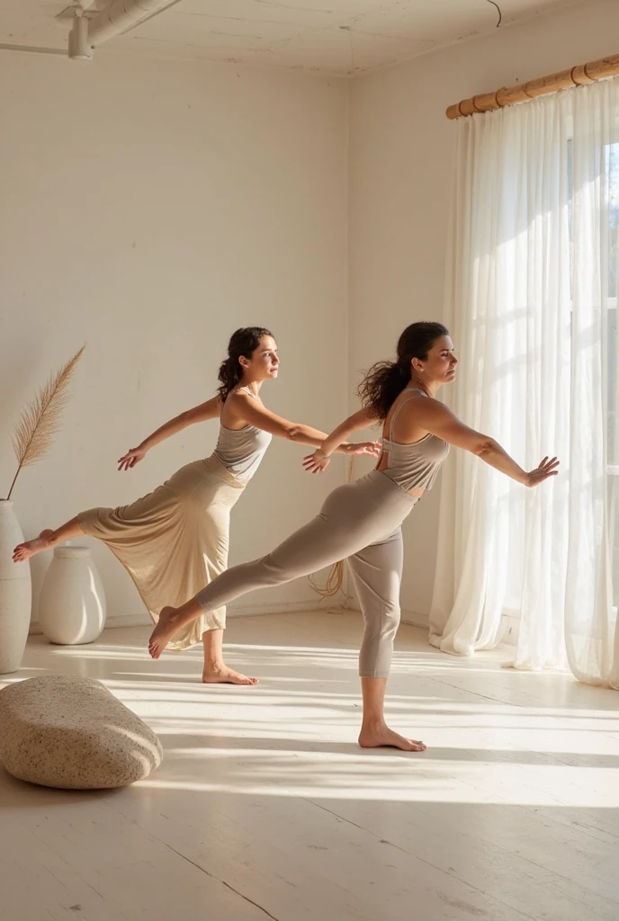 Subjects engaged in a one-minute dorsiflexion exercise, holding their toes at their highest height and gradually lowering them to the floor. In yoga dress fully covered