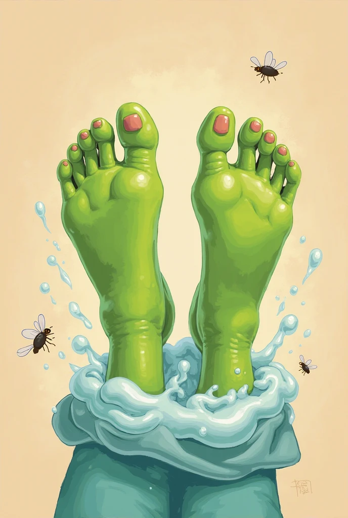 A slime girl (Christna Hendricks, age 25, translucent, made of green slime) has snuck onto a woman's bedroom and is trying on clothes. Slime foot prints
