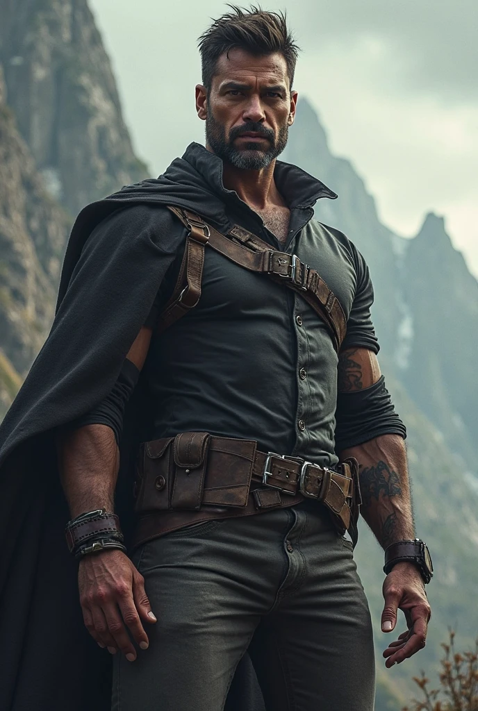 cinematic movie still of a young and handsome black archaeologist adventurer, dark skin, (t-shirt and scarf:1.1), manly action hero, athletic, stubble, in a mysterious ruins, charming smile, photorealistic, extremely detailed, subsurface scattering, volumetrics, dramatic angle, cinematic lighting