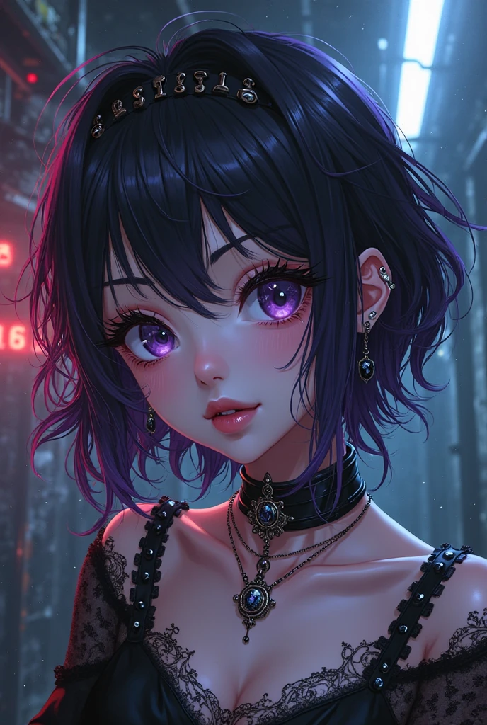 create a character based on the appearance of kafka from hokai star rail, woman with purple hair