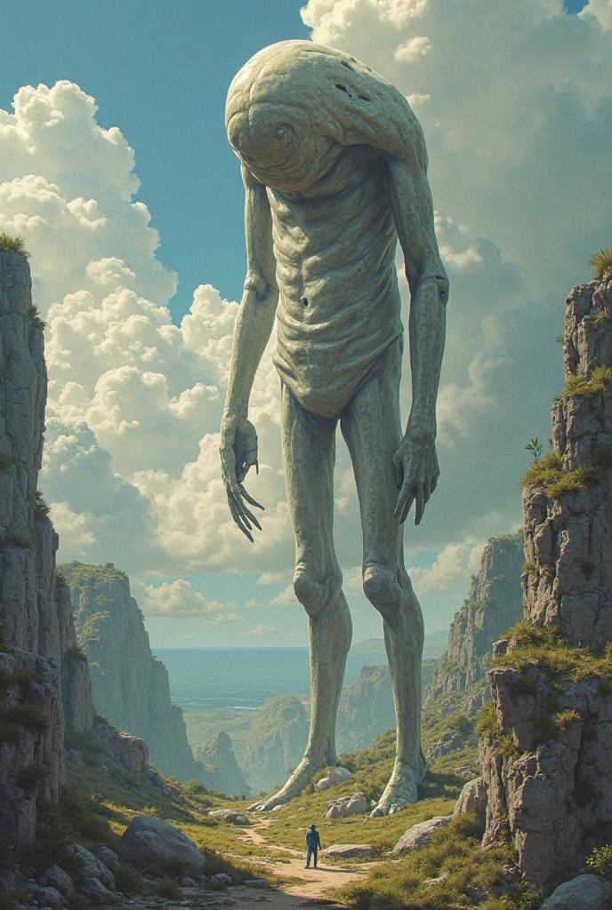 Create a building of a hunched man