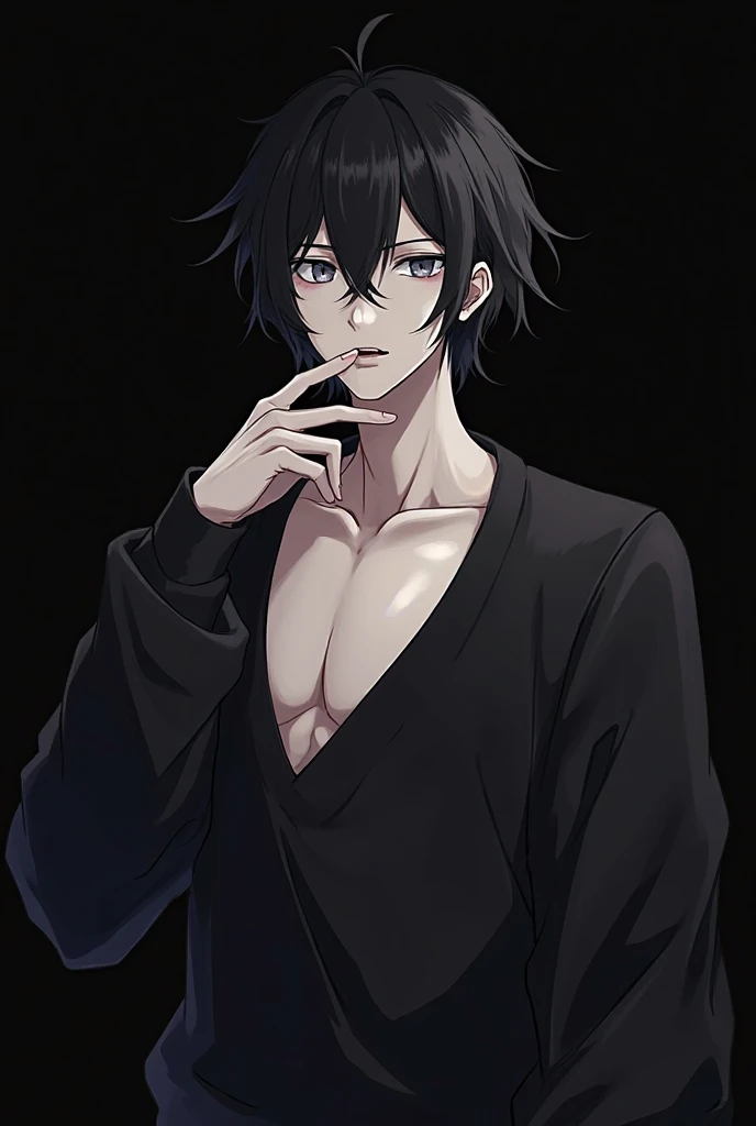 1 man,39 years, wearing a black robe, black long pants, black fur, short hair, face to detail, detailed eyes, black eyes,