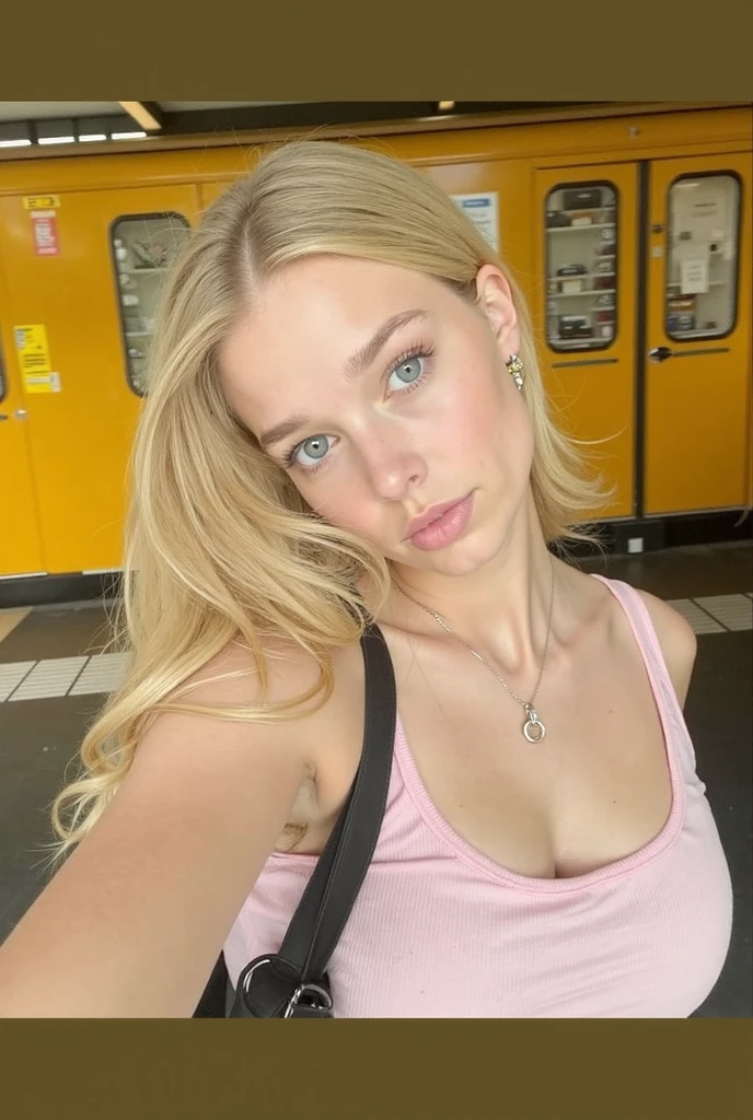 Mulher loira com olhos azuis posando para uma foto na frente de um trem, modelo do instagram, Yelena Belova, dasha taran, 18 anos de idade, estilo de julia razumova, beautiful loiro girl,  de 19 anos, linda jovem modelo, loiro, Angelina Stroganova, Retrato de Sophie Mudd, modelo muito lindo