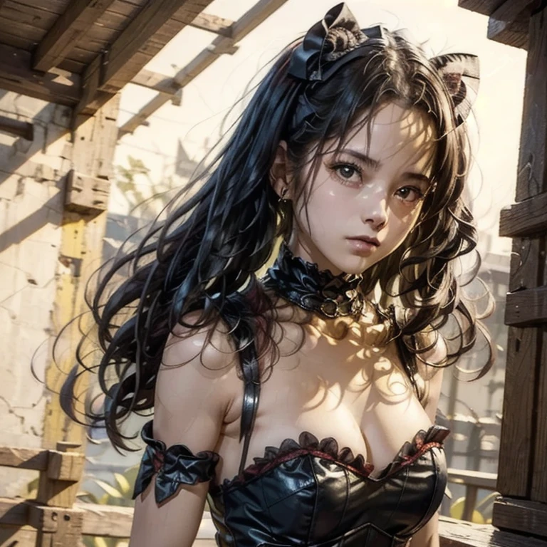 A girl in the middle of a magic array，chainsawman，Machima，Sealing，Magic Array，Chains，The demons，red eyes，Fragmentation，grieves，pitying，cute little，torn laundry，exposed bare shoulders，Kizi