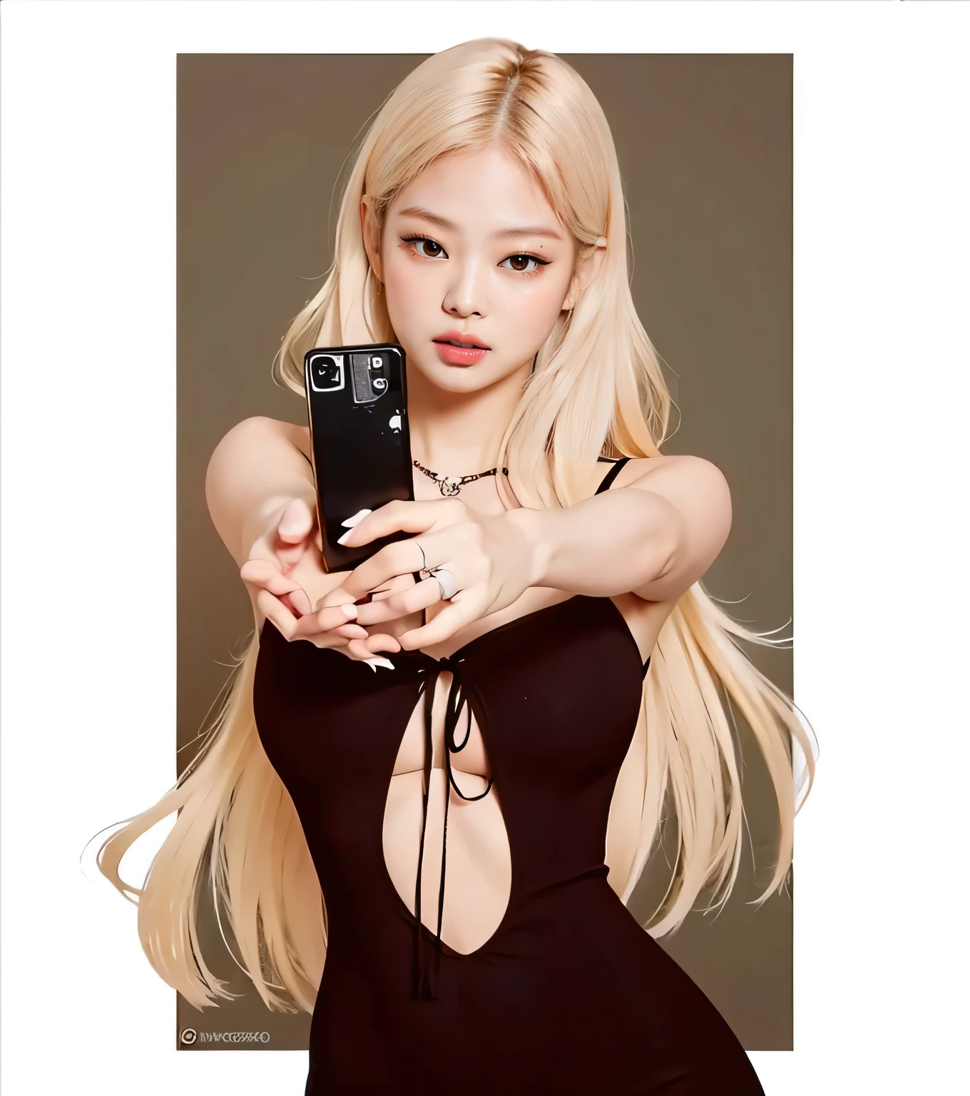Rosé blonde with long hair taking a selfie in front of a mirror, menina perfeita de cabelos brancos, Retrato de jossi blackpink, ava max, inspirado em Elsa Bleda, uma menina com cabelo loiro, menina com cabelo branco, 18 anos, selfie de uma jovem mulher, extremely pale blond hair, com longos cabelos loiros, Modelo do Instagram, gothic girl Rosé aesthetic