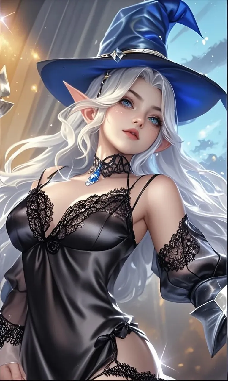 magazine cover (best quality,highres,ultra-detailed,realistic:1.37),witch,beautiful big breasted witch casting a spell in a seductive pose,exquisite costume,enchanted spellbook,ethereal glowing orbs,moonlit forest background,dark and mystical atmosphere,vivid colors, magical lighting