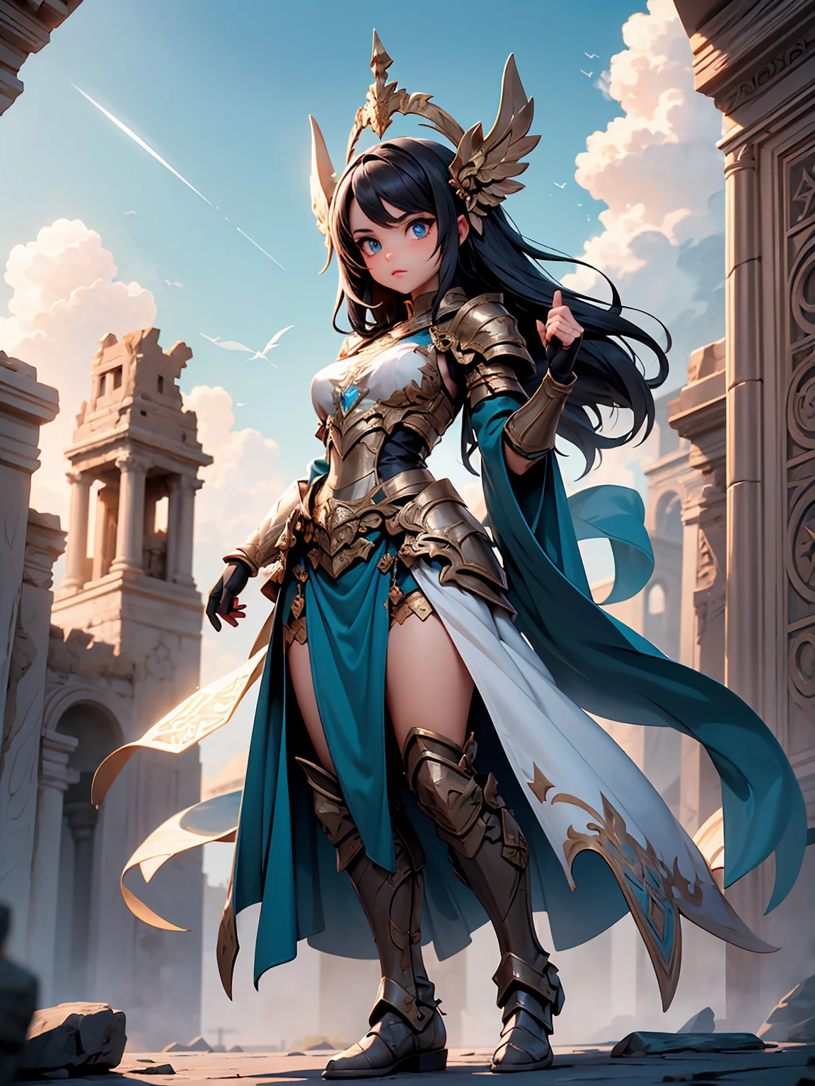 ((best quality)), ((masterpiece)), (detailed), perfect face ((best quality)), ((masterpiece)), (detailed), blank white background, plain background, white background, Bloodborne inspired, occult aesthetic, occult, detailed and intricate steampunk and detailed gothic, (zentangle, mandala, tangle, entangle), NSFW, a beautiful goddess adorned and enshrined in armour, Bloodborne inspired , occult aesthetic , occult , detailed and intricate steampunk and detailed gothic , wielding a sword and holding a shield, Fluttering lace flared short dress with frilly petticoats, beautiful small breasts, small breasts, full body, whole body, body,