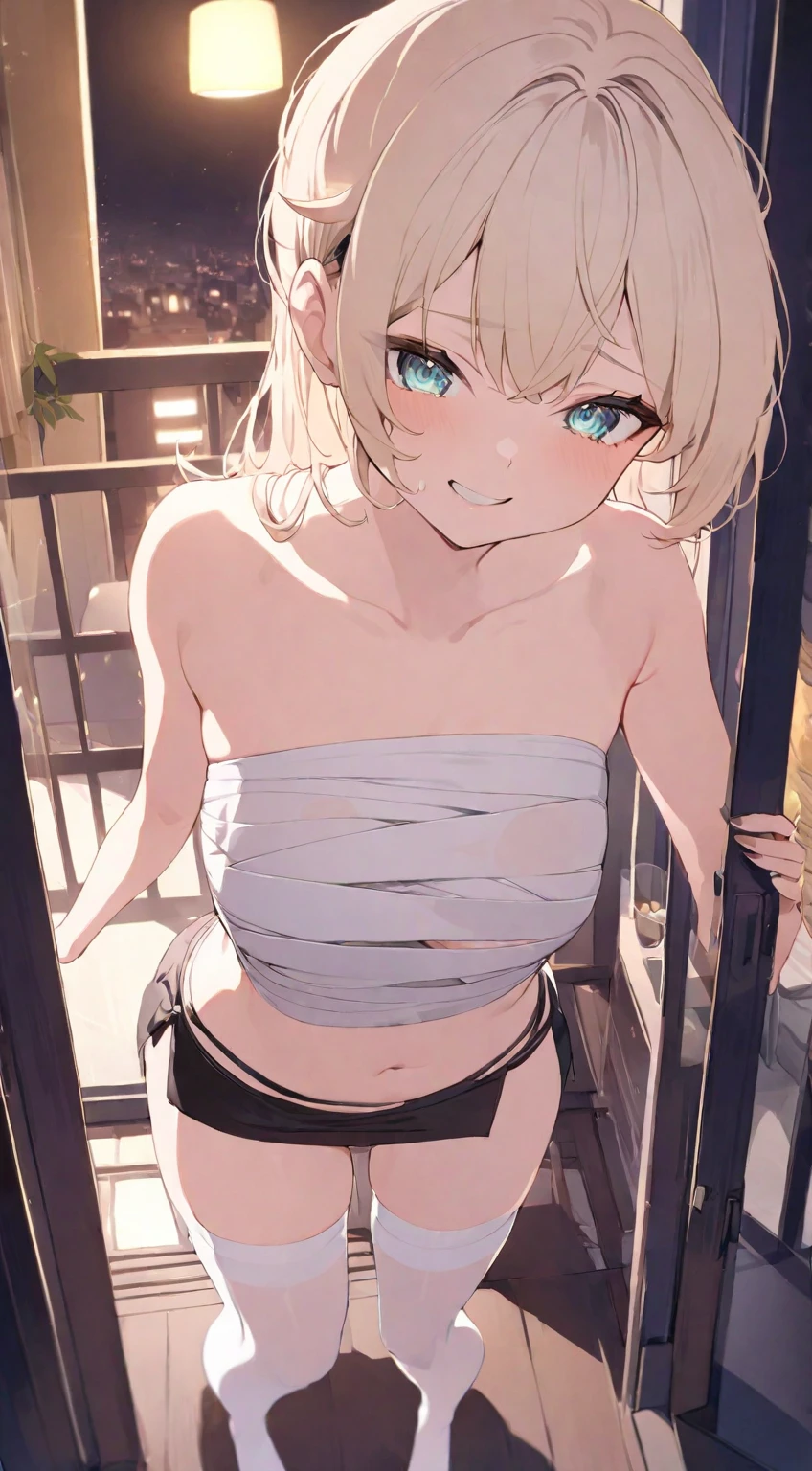 16k works,Highest quality,18-year-old,No background.White background only,whole body、Kneel,Dynamic and sexy pose, One person, Beautiful Face,, Symmetrical eyes, Perfect body, Good balance、 Perfect body、Woman with bandages around her chest and crotch