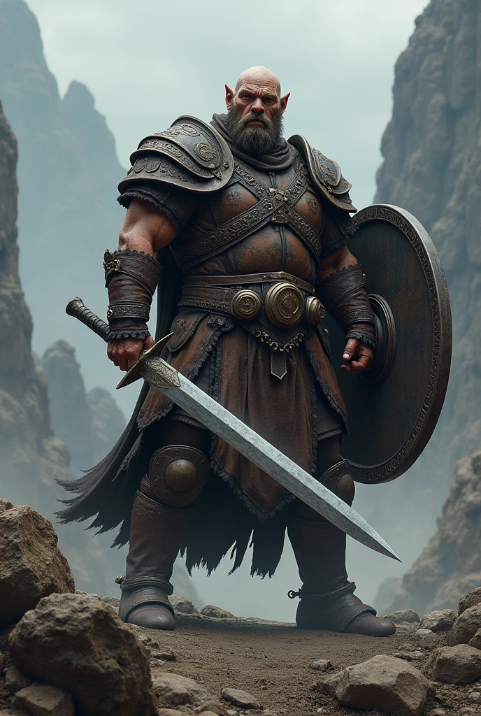 Warrior with sword and shield realistic
