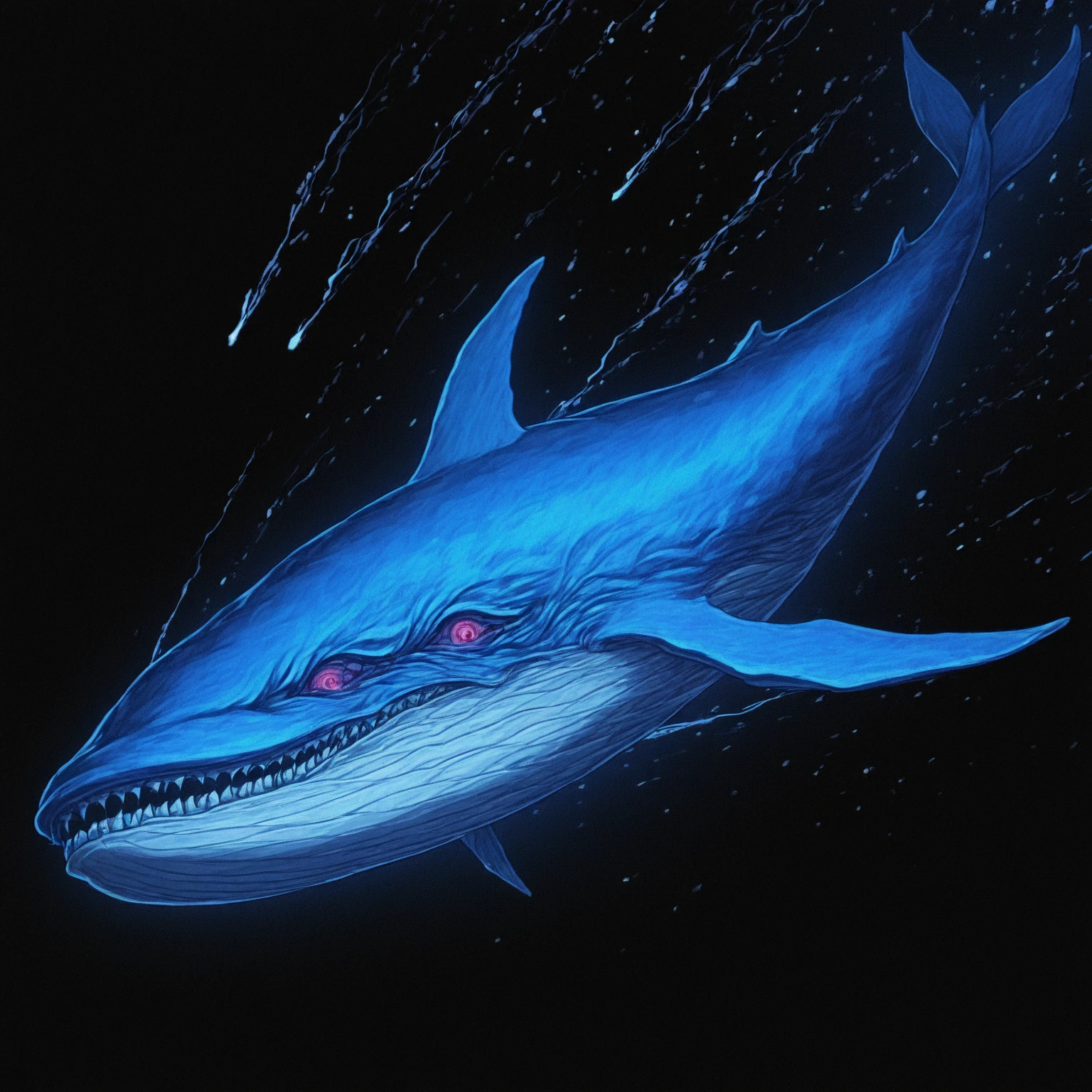 There is a huge whale in the water，There was a man standing next to him, ocean giant creature bloop, underwater leviathan, underwater sea monster, Tomasz Alen Kopera and CGsociety, Great Leviathan, whale monsters, deep sea monster, lovecraftian sea creature, scary sea monster, deep sea creatures, huge creature, leviathan, giant ethereal creature，War，Godzilla，neck and neck