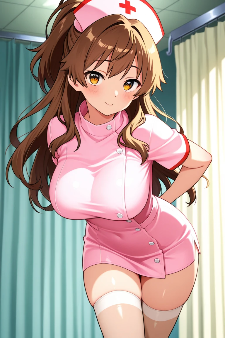 (masterpiece, best quality:1.2), 1girl, solo,standing,
by by buta99, by chelodoy, by spikedmauler, by cervina7, solo, female, standing, looking at viewer, ((hair, snout), lips, eyelashes, eyeliner, big breasts, cleavage, pink eyes, sexy, long light brown hair, long wavy hair, skinny, canine, pink, kawaii, small waist, huge thighs, milf body , big eyes, pink clothes, phair ,kawaii, super kawaii, big hips, kawaii outfit, sexy, nsfw, pink, pink theme, huge , showing, huge thighs, huge hips, shiny, skinny waist, shiny skin, glowy skin, huge curls,big long curls, eyeliner, blush, bangs, kawaii girl, sexy clothes, pink theme, kawaii, smiling, milf, thick, nurse, nurse outfit, sexy nurse, brown hair, dress, apron