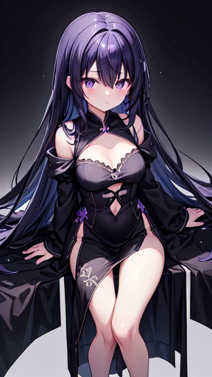 Juri Han, artwork, tight white secretary shirt with black tie, black high-waist skirt, skirt short,sock, Bblack hair, blackstockings,evil smile,,bangs on the eyes,lighting,horn of hair,from above view,staring overhead,crossed arms
