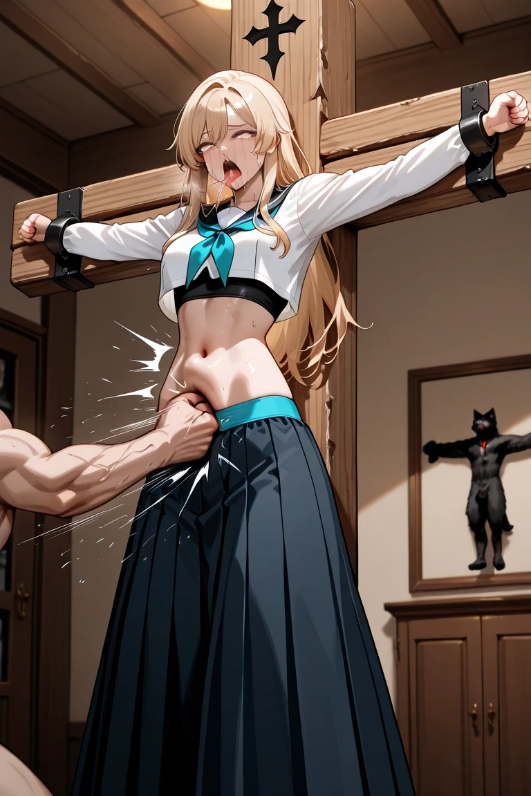 (1 boy, 1 girl), a teenage school girl in mixed bondage wrestling with a teenage boy, they are roughly the same age, the school girl is wearing a red pleaded careered skirt and a black pullover, the girl has a is a bit smaller than the boy, the girl has shoulder long hair, the boy is wearing casual clothes, teenage boy hogtied and struggling against the ropes, school girl applying more ropes to the teenage boys body, blushing boy dominated and controlled by the girl, the girl is smiling and laughing and tries to humiliate the teenage boy, the teenage boy is blushing and ashamed and is gritting his teeth, he desperately tries to break free but to no avail, the boy struggles and squirms against the ropes, the girl is sitting on top of the teenage boy to prevent him from moving and has ropes in her hands and uses them to tie up the arms of the teenage boy behind his back,the arms of the teenage boy are completely tied behind his back in lots of ropes, the teenage boy looks very embarrased and ashamed, the girl is saying „this must be embarrassing for you“ , huge struggle, many viewers watching, wrestling ring,intricate rope work, teenage boy blushing and ashamed, dramatic lighting, highly detailed, photorealistic, 8k, masterpiece, teenage school girl vs teenage school boy, femdom, power, control, beautiful teenage girl, detailed faces, teenage boy aggresively tied up by teenage girl, lots of rope, perfect eyes, detailed faces, squirm and struggle marks arround the boy