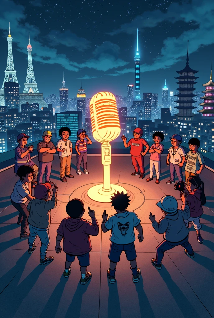 Forró flyer with a building in downtown São Paulo, with a DJ on top and a 4-member female forró band. Forró flyer with a building in downtown São Paulo, with a DJ on top and a 4-member female forró band com instrumentos de forró nas mãos.