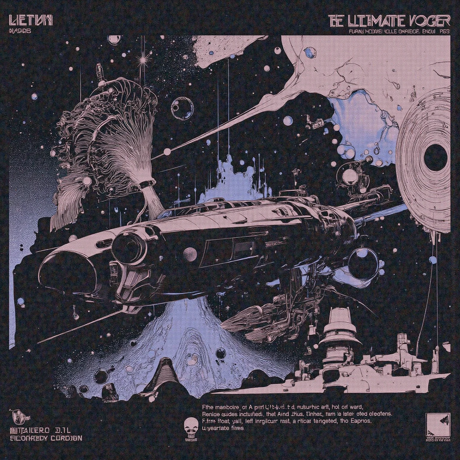 70s movie poster style,vaporwave,The perfect risograph,vinyl that looks like a record jacket,ultimate voyager,void,simple is best