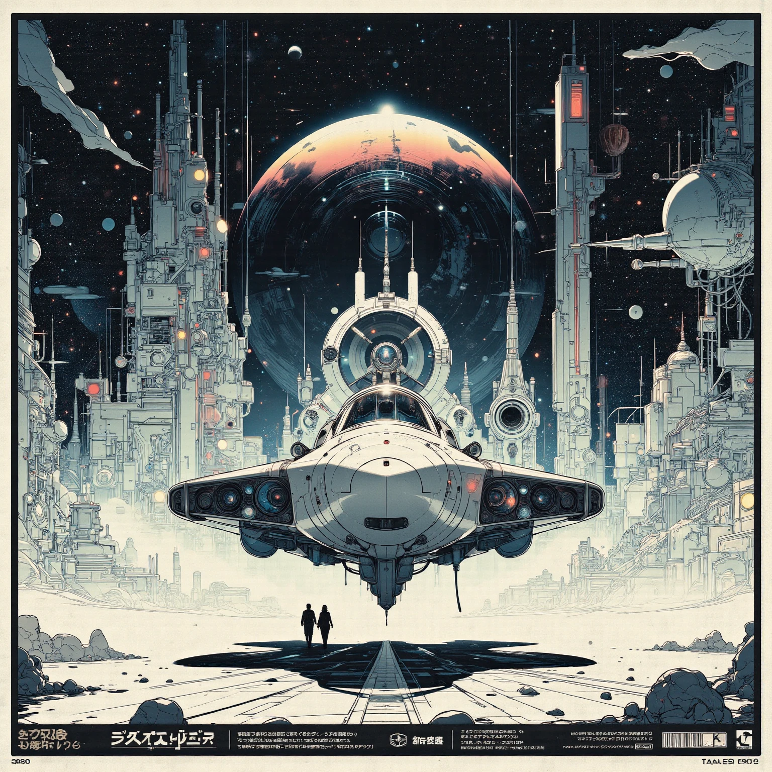 70s movie poster style,vaporwave,The perfect risograph,vinyl that looks like a record jacket,ultimate voyager,void,simple is best