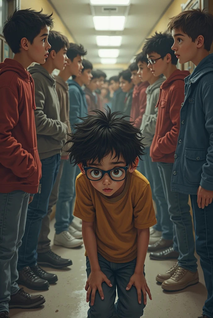 ugly nerd at school being teased