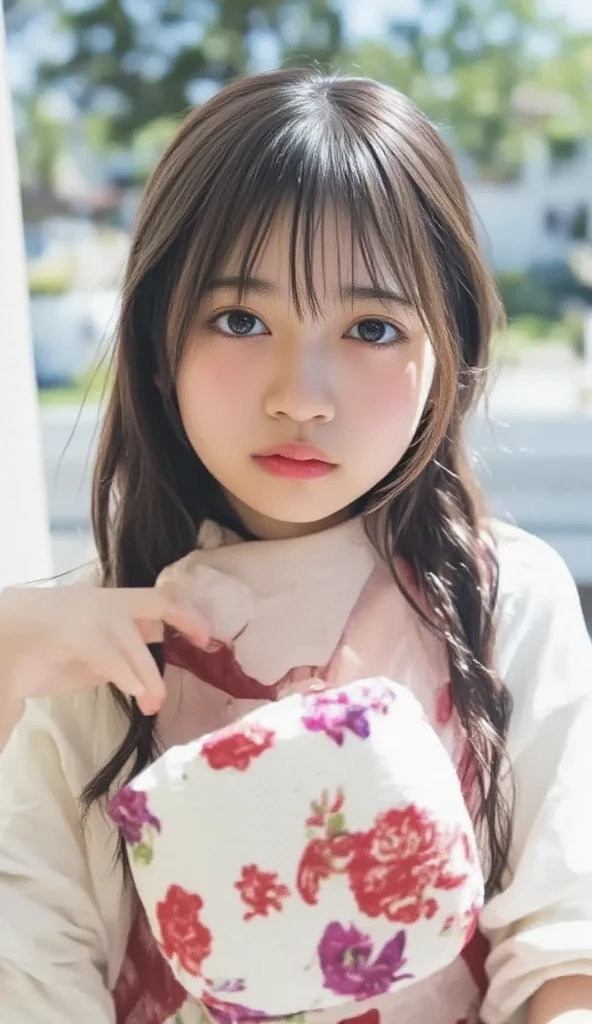 Cafe,One Japanese girl,Brown Hair,Baby Face