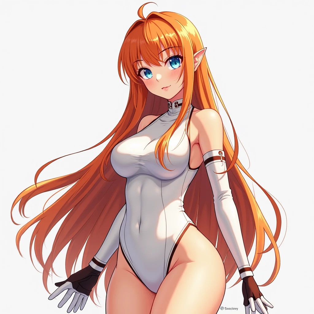 1 Girl, Medium Breasts, Half Orange Hair And Half Lime Green Hair, Split Hair Color, Two Hair Colors, Lime Green Eyes, Nice Eyes, Long Hair Style, Freckles, Nice Lips, Nice Nose, Pale White Skin, Smooth Skin, Uncaring, Sexy, Bitch, Virgin Killer Sweeter