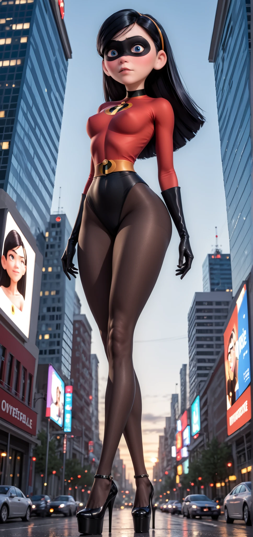 ((best quality)), ((masterpiece)), ((realistic)), (detailed),,1beautiful young woman with sticky jumpsuit (cameltoe), sexy cotton romper, sexy, top to bottom photo,
sexy realistic saggy breasts, cinematic, sharp, brightness,
luminosity, big sexy saggy breasts, sexy thighs, sexy legs, sexy hips. great hips, toned body, delicious looking body,
wearing round dark sun glasses, bright purple lipstick on her thick lips, body suit has shorts that ride up to crotch and halfway up butt crack,
ass cheeks hang out seductively from shorts, sexy thick thighs, wearing sport shoes, long braided hair,
thick braids, full body view, body suit fits tight on body, toned sexy body,