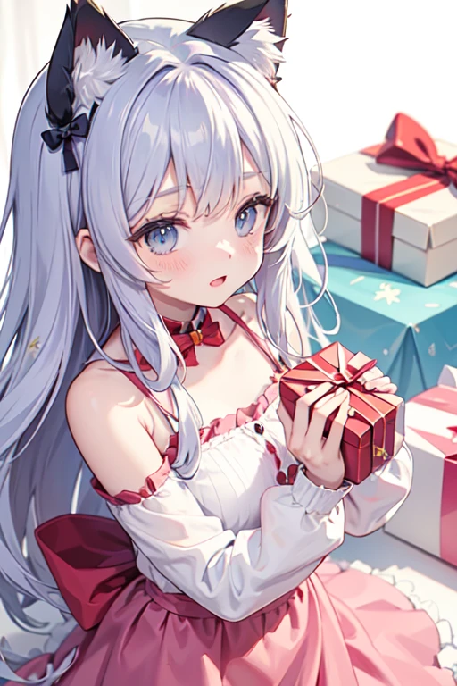 A girl who is happy to receive a present