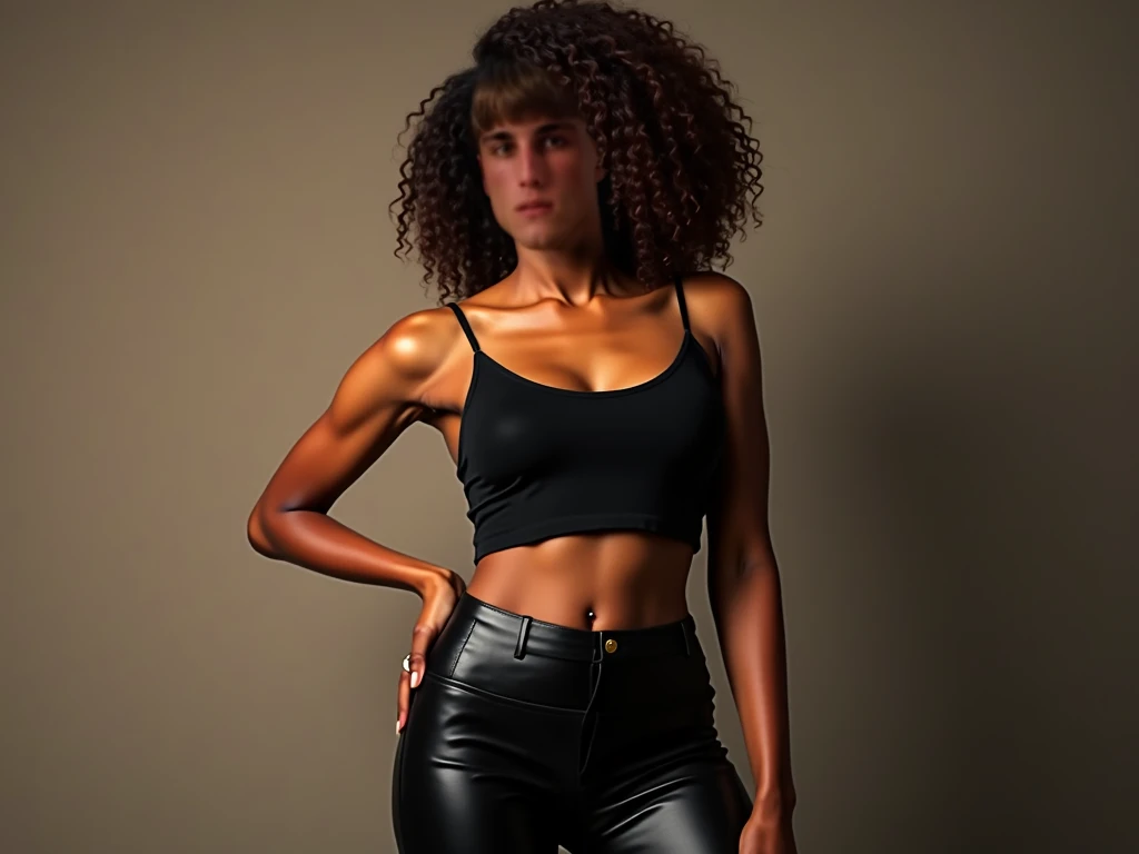 (Zazie Beetz beautiful and hot, wearing a large navy blue shirt, detailed honey eyes, Coiled eyelashes, sensual mouth with deep details, highly detailed kinetic face, highly detailed skin with depths, Voluminous and curly hair, perfection, symmetrical body, Waist slender, wide hip, medium breasts, perfection), ultra-realistic image, perfect symmetry, vibrant and clear, dynamic view, high level of detail and definition, 1200 PPI – Photographic resolution with greater color realism, hyperrealisti, high fidelity, cinematic, 8K UHD image resolution.