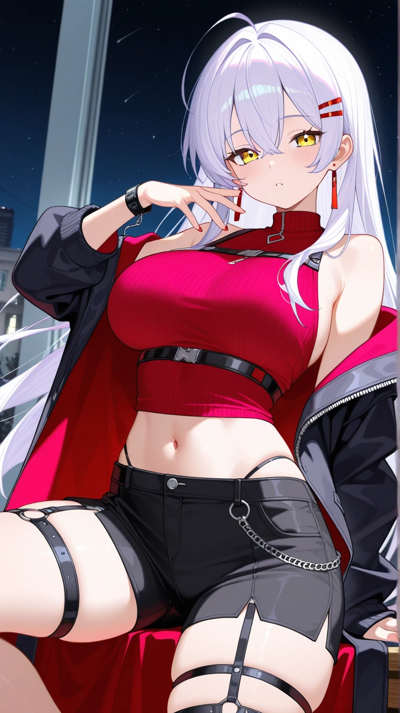 ((Highest quality、masterpiece、Anime Style、Highest quality、High resolution、8k、detailed、ultra-detailed:1.3))、Long legs、Sharp focus:1.2, Beautiful woman with perfect figure:1.4、(smile:1.2), double eyelid、30-year-old woman、Sexy pose、((((Shut your mouth.、One Woman、ワンピース:1.5)))),The background is tokyo