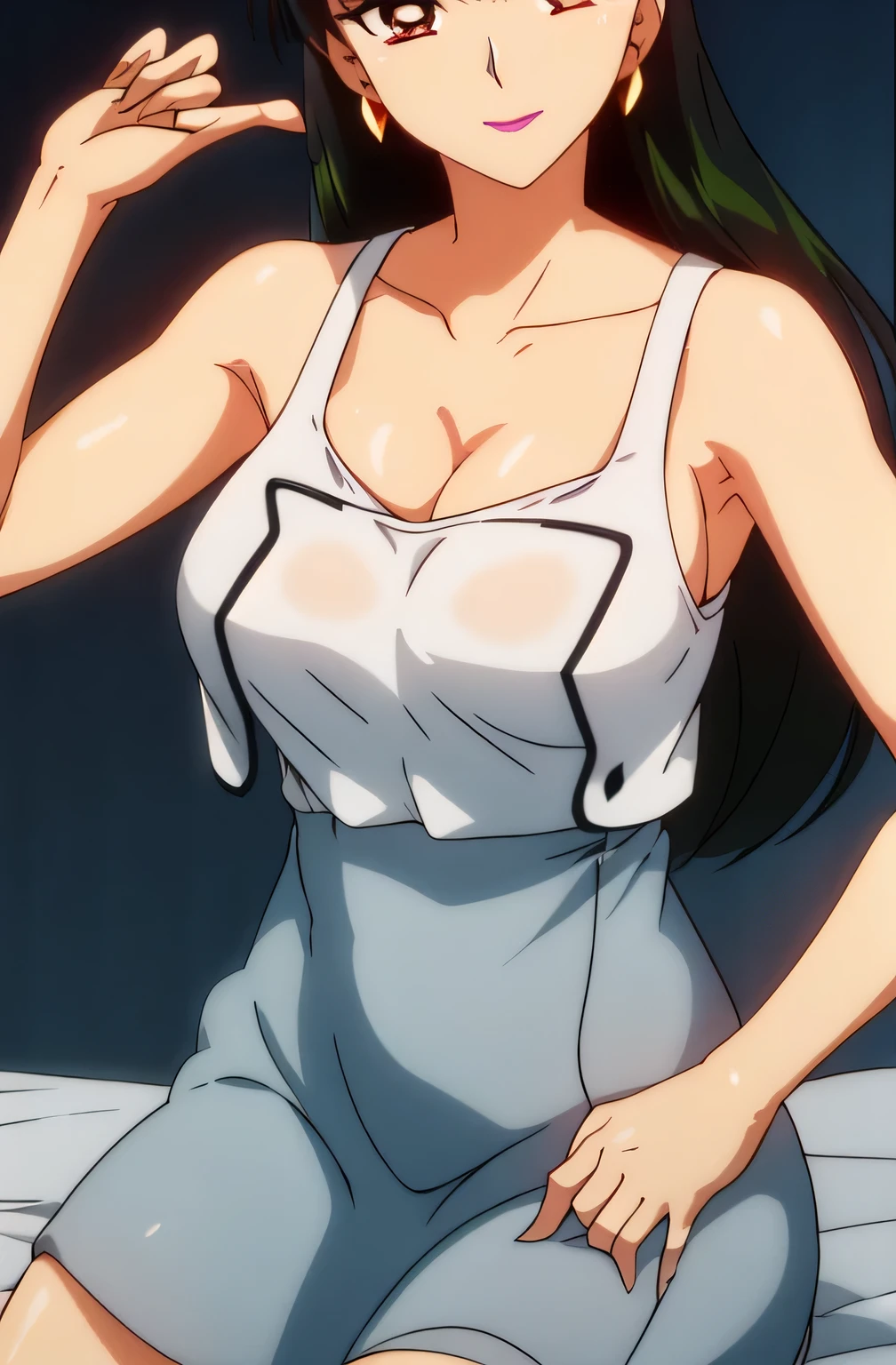 face is absolutely necessary,,white micro mini skirt,脚を開いて青Colorパンティが見える,Wet 、I want to see through her skin, , faceの表情を丁寧に描く,悲しい face, , sleeveless, tennis player, faceは作品に必要なのでトリミングしないでください,Great enough even if you make your own,悲しい face,40歳大人のColor気のある女性,Big breastsをさらにBig breastsに描いて下さい , , see-through knee-high socks , , 青Colorパンティ, my whole body ,Big breasts,Areolas required ,thighs, ニーハイソックス
前My hair,tea _My hair, length_My hair,red eye,lipstick,compensate,
1 girl, 20 years old, young woman , beautiful Finger, beautiful length legs, beautiful body, beautiful Nose, beautiful character design, perfect eye, perfect face,expressive eye, perfect balance ,
,(Focus on her face), (innocent_big_eye:1.0),light_笑 face,
official art , very detailed CG 、 Unity 8K壁紙 , Full light,Well deep, Bright _front _ face_lighting, white skin,
(masterpiece:1.0),(Highest_Quality:1.0), 超 high image Quality ,4K, {{{{{{{{{{{{{{{{{{{{more}}}}}}}}}}}}}}}}}}}},
Photo shoot, 8k, high image Quality , high image Quality , Ridiculous:1.2, Kodak Portra 400 , , blurry background , Bokeh:1.2, Lens Flare , ( a super large white tiger stands behind a vibrant _Color:1.2), プロの Photo shoot ,
( beautiful ,detailed eyes drawn on a giant_My chest is white、Men's:1.4), ( beautiful _ face:1.5),( is narrow _ waist ),