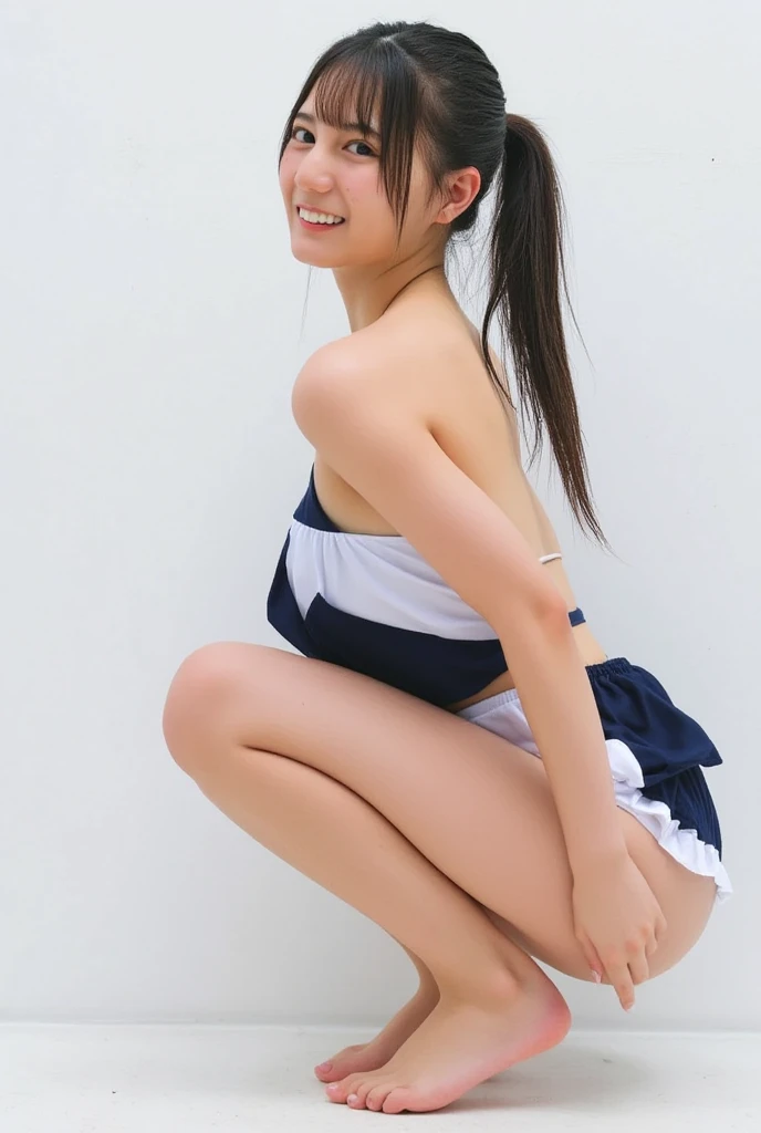 (fleshy buttocks:1.3),(fleshy-chested ass:1.3),, (big hip:1.3),(sexy panties:1.3),(white panties:1.2),(realistic silk panties:1.3),(double eyelies:1.3),(long eyelashes:1.3),(white panties:1.3),(Looking directly at Viewer:1.3),(bigsmile:1.2)32K, masterpiece, Raw photo, Best Quality, Photorealistic, Highly detailed CG Unity 32K wallpaper,(Extremely beautiful face, Beautiful lips, Beautiful eyes), intricate detailed face, ((Ultra detailed skin)) 1girl in, Cutest Pretty Japanese girl, Super Idol, 1 girl,(Happy smile), Clear eyes, (pale skin), (Big eyes:1.2), (Brown hairs), thick thighs, ,balanced elegant face, drooping eyes