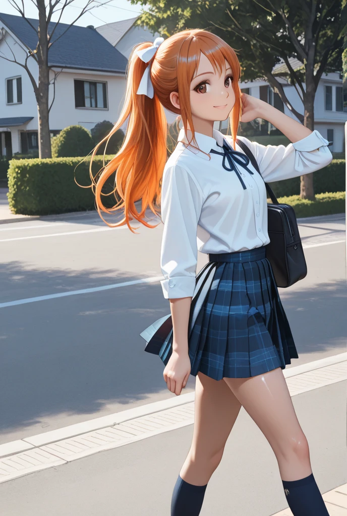 (masterpiece, best quality, detailed), Asuka Langley soryu, neon genesis evangelion anime, sexy girl, German nationality, dressed in her blue school uniform, White shirt, blue dress white socks, black shoes, cara hermosa, ojos muy detallados, cara muy realista, cutis perfecto, Young, skynny body, small and beautiful buttocks, toned abdomen, small and beautiful breasts, obscene, sensual, malevolent, Eva 03 in the background, edificios in the background, Dramatic background, clouds, Tokyo City 3, pose sensual, the sky is shining, the sun illuminates its beauty, sensual look, Whole body, beautiful eyes, classic hairstyle,Hair dyed in bright red color, best quality,4k,8k,A high resolution,masterpiece,Ultra detailed,realistic, Photorealistic,photo realistic, gran definición, detalles al máximo 