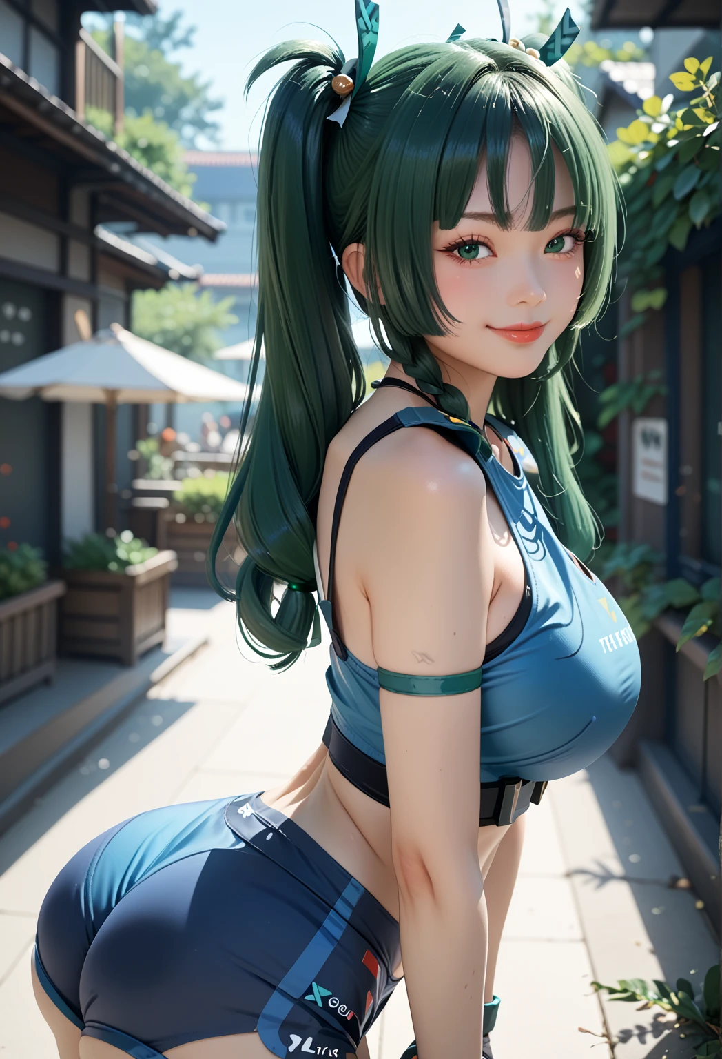 (\1girl)/,(\nejire hado)/,(\Character from the Boku no hero academia series)/,(\beautiful character)/,(\Busty)/,(Wearing),+,(a very short skin-tight denim pencil skirt and a pink sleeveless blouse showing the piggy bank of her breasts)