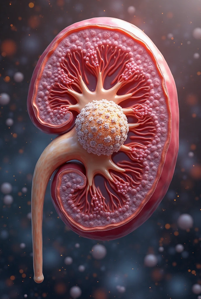 An ultrasound of 2 kidneys, the left one has an inflamed adrenal gland