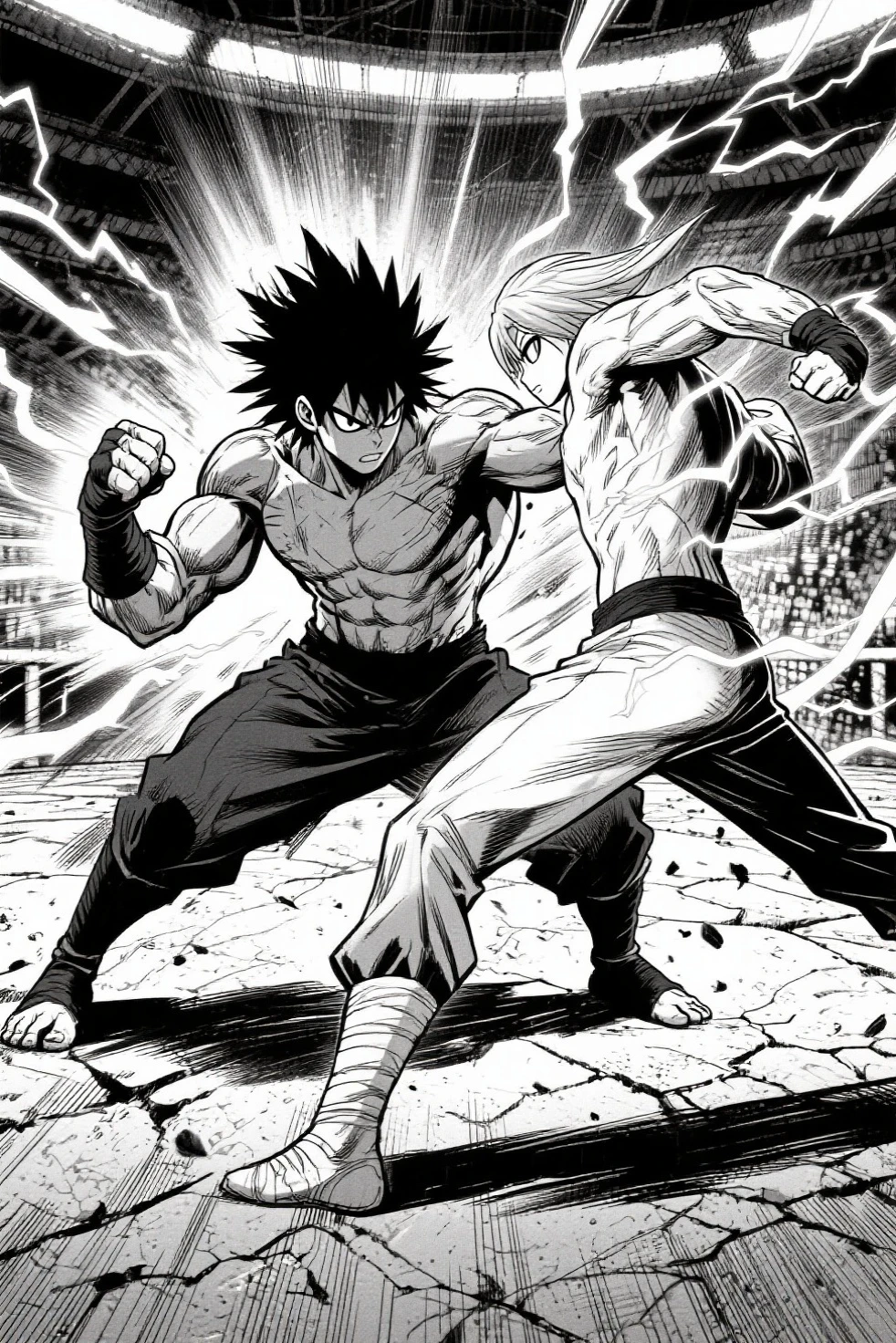 African American version of Violence Jack from the Violence Jack Universe fused with the African American version of Kenshiro from Post-Shu's Call Arc from Hokuto No Ken Universe in the Hokuto No Ken 1986 Anime Art Style fused with the African American version of Naruto Uzumaki fused with the African American version of Yusuke Urameshi fused with the African American version of Asta from the Black Clover Anime series in the Yu Yu Hakusho Anime Art Style