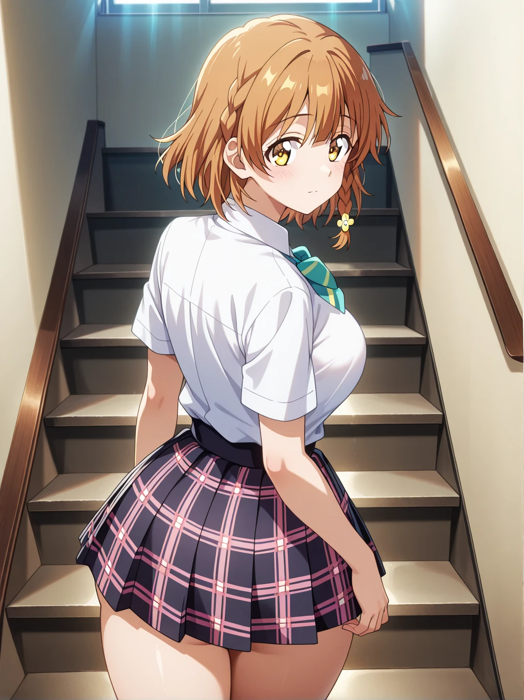 yoshino koiwai, naked, showing her pussy driping semen, school yard