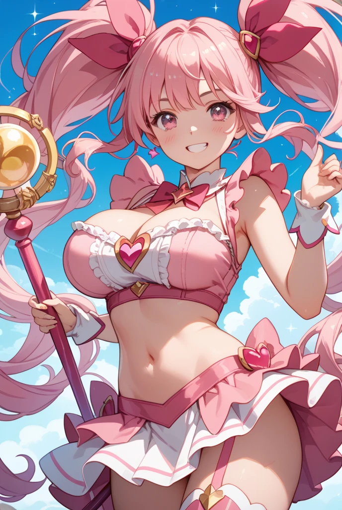 Magical Girl // Short skirt // magic wand // long hair // stars in eyes // gigantic boobs // high quality image