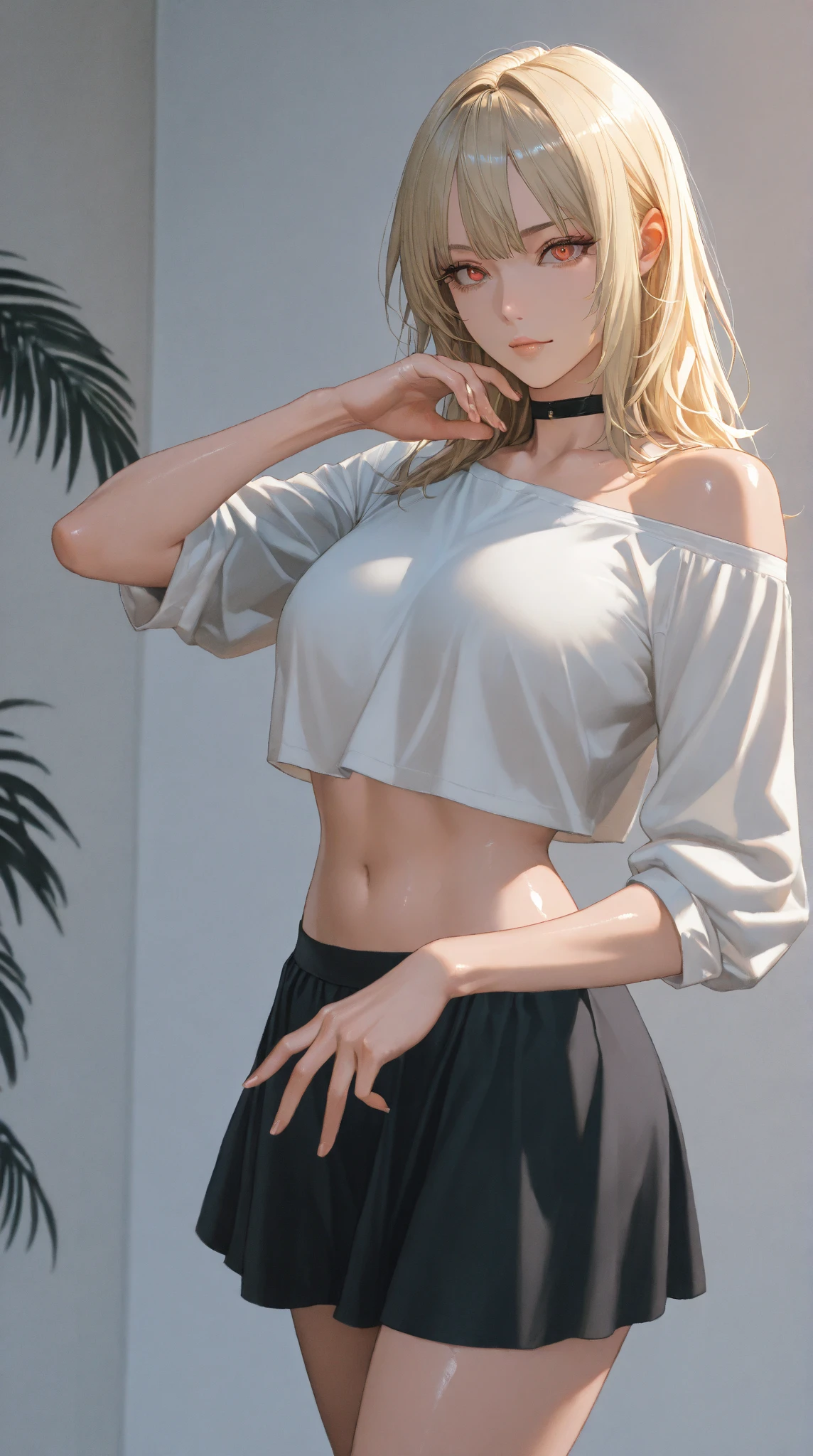 A girl is posing for a photo,pretty girl,Enchanting girl,Anime Girls,
(((One Girl,Baby Face,16 years old))),
BREAK
((Mini denim shorts, White shirt tied under the chest、belly button、Fishnet tights、Black sneakers))、Earrings、Fancy Necklace、Black nail polish、((Tanned dark skin))、
BREAK
((Matte gold hair)), ((Short Hair、Shaggy Hair:1.4、Wavy Hair、Curly hair))、
(Drooping eyes,blue eyes),(Small breasts),
BREAK
(Beautiful Hair,Shiny Hair),
(Expression of fine eyes,Beautiful and delicate eyes,Sparkling eyes,Eye Reflexes),
(double eyelid,Long eyelashes),
(Beautiful Nose,Thin Nose),
(Glossy lips,Beautiful Lips,Thick lips),
(Symmetrical facial features,Perfect Face),(((Detailed skin,Oily skin,Textured skin,Beautiful Skin))),
BREAK
(Wicked Smile),
((noon、garden:1.4、squirt、grass)),((Dynamic Pose、Hand on chin、Face the viewer、Cowboy Shot)),
BREAK
(((highest quality)),((masterpiece)),((Very detailed))),((High resolution),(8k),(16k,1080p),(Anime 2D Rendering)),(Anatomically correct),
((Realistic)), (The best CG),Highly detailed art,CG illustration,