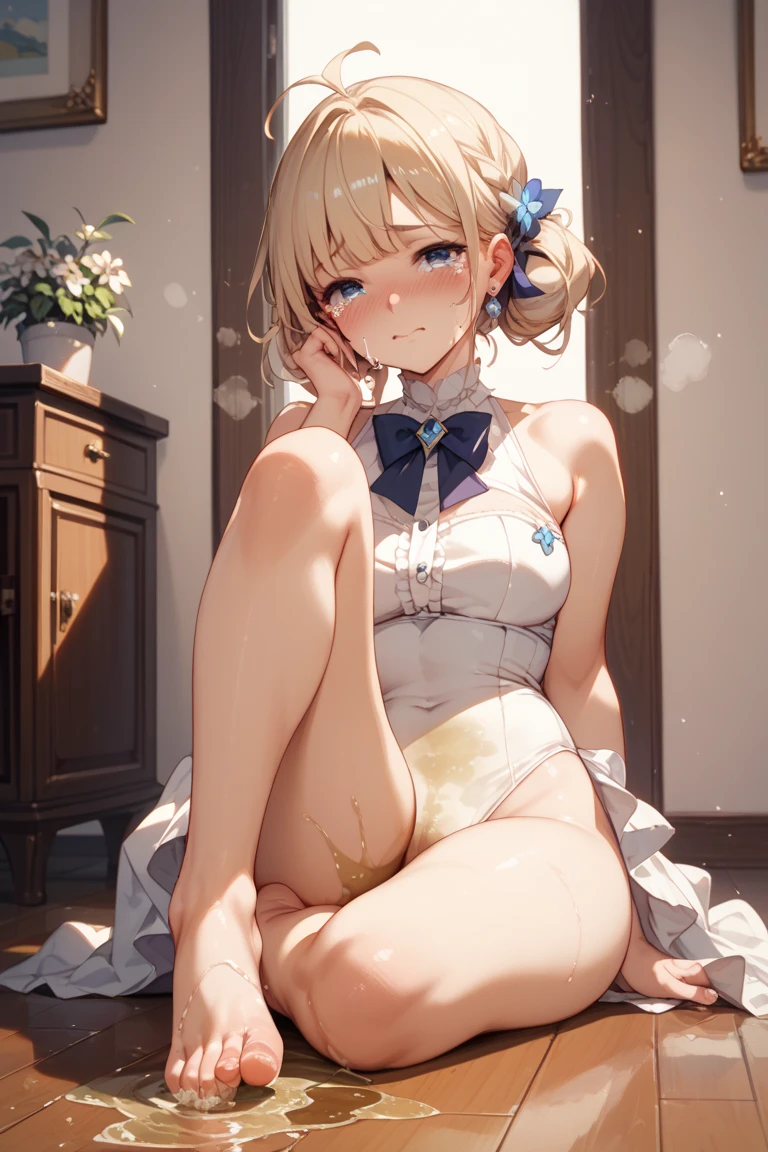 Highest quality、High resolution、Detailed Background、(Beautiful face in every detail:1.4)、Anatomically correct、(Normal number of fingers:1.2)、(Detailed eyes:1.2)、Teenage beauty、Highly detailed face、(Huge breasts:1.2)、Attractive ass、Attractive thick thighs、Perfect body line、
Light color hair、Braided Ponytail、Braided bob cut、well-groomed eyebrows、(Short-sleeved white sailor suit、White sailor collar、Pleated skirt)、cute gesture、Sandy beach in clear weather、barefoot、Blushing、(underboob:1.2)、My clothes are wet and transparent、Panty shot、(Beautiful girl lying on the beach with a happy expression:1.5)、cute