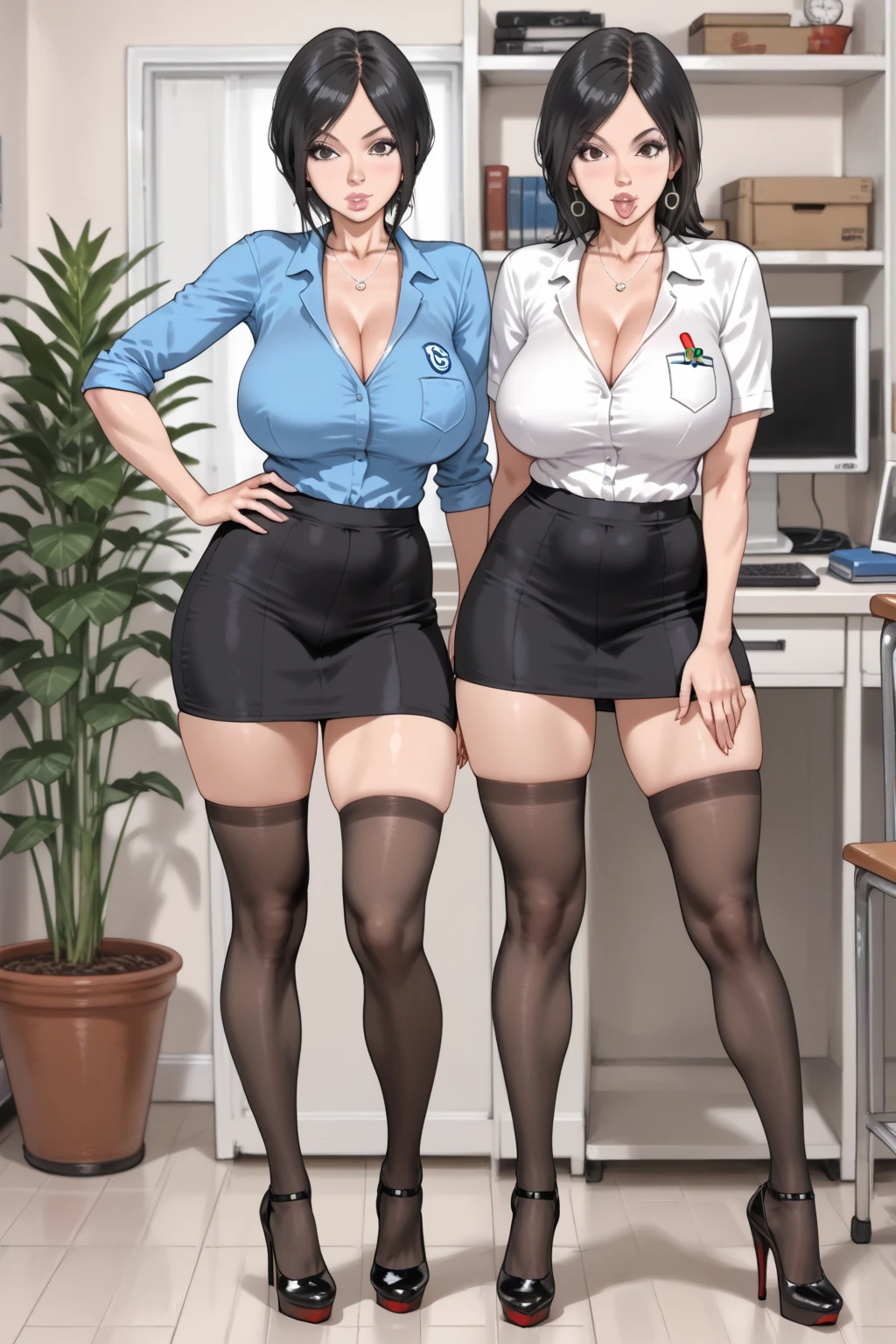 multiple thick body mature women wearing hoodie and short skirt smiling and laughing in a kitchen party, daytime, lift skirt show panties from backside, ((show only mature women))