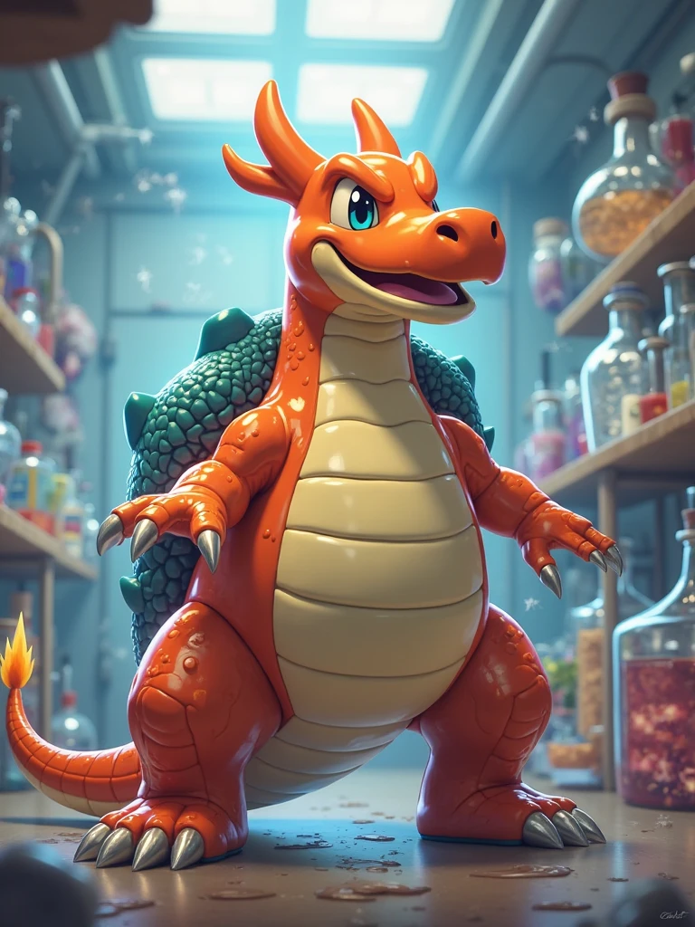 wide shot, full body, (Best quality, 4k, 8K, high resolution, masterpiece: 1.2), ultra detailed, (realistic, photorealistic, photo-realistic: 1.37), HDR, HD, studio lighting, ultra-fine painting, sharp focus, physically based rendering, extreme detailed description, professional, vivid colors, bokeh, a cute chubby pink dinosaur, eating lots of colorful candies, a satisfied expression on its face, its belly round and full, detailed rendering, photorealistic, 8k, high quality, vibrant colors, soft lighting, fantasy, whimsical