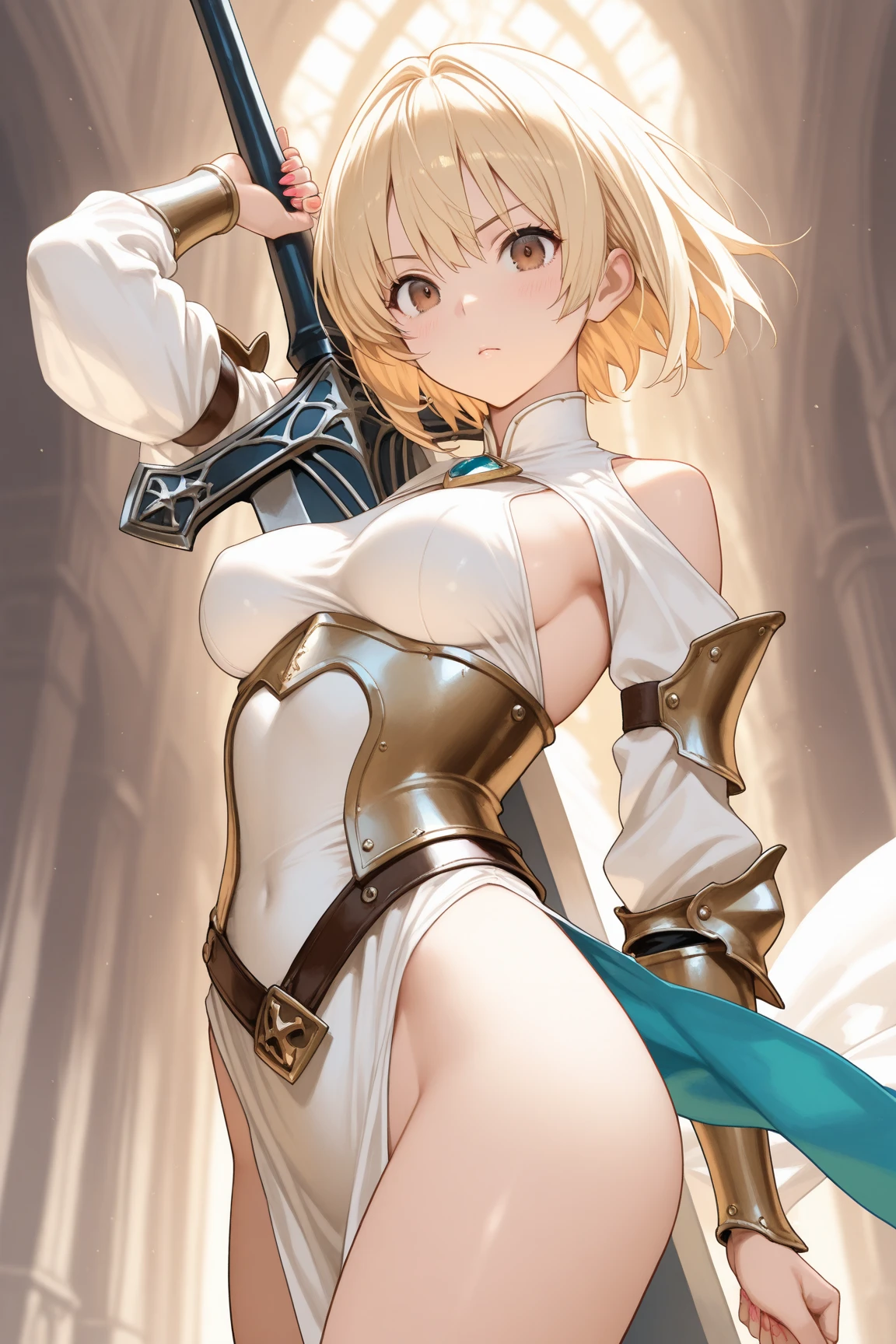 1girl, 18 year old female, Mysterious Heroine X Alter, Fate Grand/Order, anime style, ultra realistic, high detail, sexy pose, sexy, beautiful, exposed skin, slender, skinny, exposed breast, large breast, nipples, exposed nipples, nude, nudity, absurdres, high res, ultrasharp, 8K, UHD, retina, masterpiece, accurate, anatomically correct, perfect anatomy, textured skin, super detail, high details, high quality, award winning, best quality, high res, looking at viewer, detailed eyes, four fingers and one thumb per hand, perfect hands, perfect finger, two arms only, no clothes, revealing, platinum blonde hair, yellow eyes