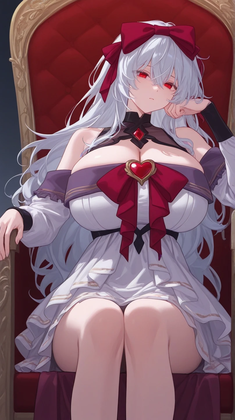 (best quality). (Ultra Detalhado). (1girl), Olhando para o Viewer. (Antecedentes detalhados). belos olhos detalhados. rosto delicado e bonito. (high saturation), seios grandes, droopy breasts, (((white stockings))), (((heels))), (((gigantic breasts))), (((white bra with straps))), (((breasts Focus))), (((breasts facing the viewer))), (((red eyes)))