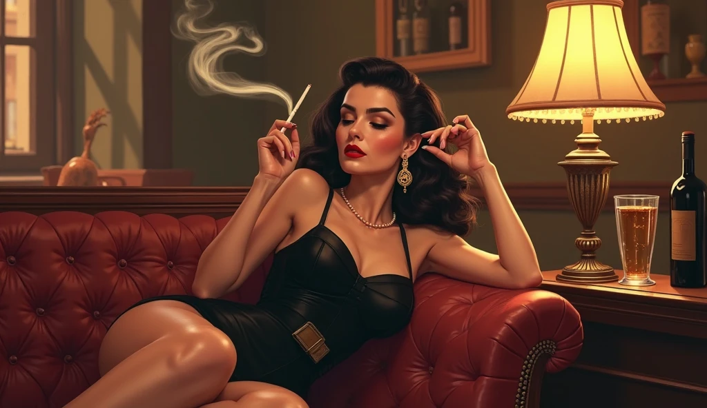 beautiful girl, PIN-AP, 1960s, beautiful breasts, stockings, shoes, smokes, petticoat