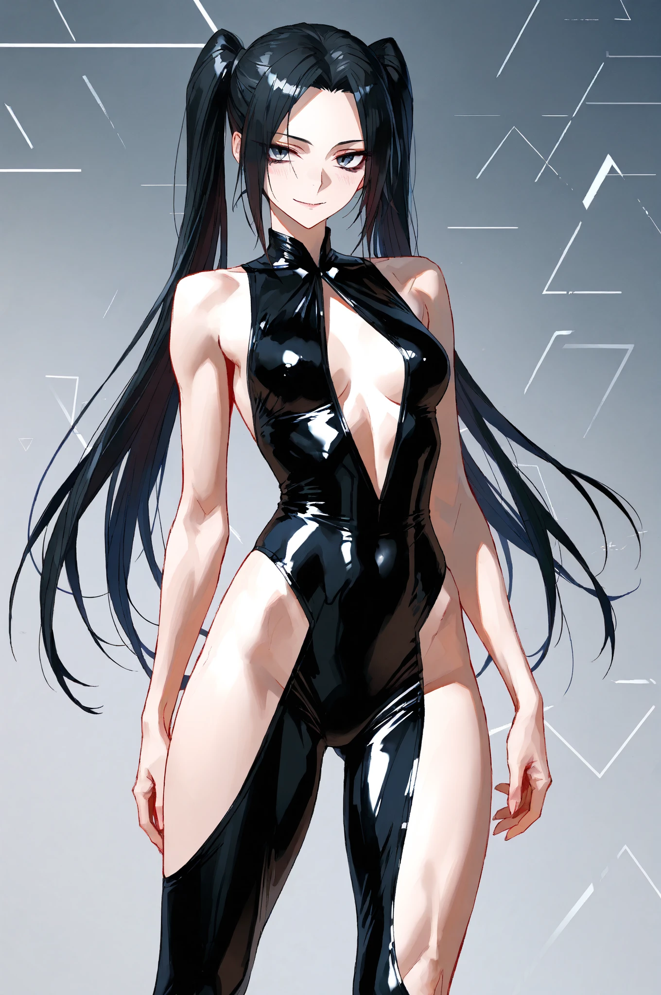 ((masterpiece, best quality)),((highres:1.2)), 1 Girl, solo, Blurred Background, (((Small breasts))), Thighs, (Stripe underwear), (One piece swimsuit), pool, leg Spread, ((boyish hair))