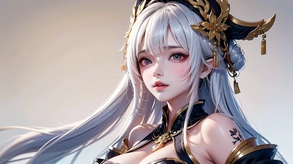 clay art, Unity 8k壁纸, hyper-detailing, tmasterpiece, Best quality, A woman is, (The content is very detailed), (RAW photogr, Best quality), (realistically, realistically:1.3), k hd, Open Your Mouth Lightly, Ultra-detailed and complex facial 3D renderings, (Colossal tits:8.8), (highlydetailed skin:1.2), (Expose perversion:1.1), Beautiful Caucasian woman,great asa,full soft breasts and white skin, black hair color hair, eBlue eyes, Long gray hair, ( (Sheer silk pink string mini bikini)),Sit Pose, dynamic angle, Mysterious Expression, fire flame effect, Fantasy Background, edge lit, Side seams, 电影灯光, hyper HD, 8K, filmgrain, The best shadow, Light particles, detailed skin textures, Detailed jewel armor texture, Detailed faces, Complicated details, super detailing, bright, strong, golden armour,, Lengthen abdominal muscles, have glowing weapons,have a shield,bonnet,((Exquisite and beautiful huge crown)),shinning eyes,Long purple cloak,like a dream,(actual)