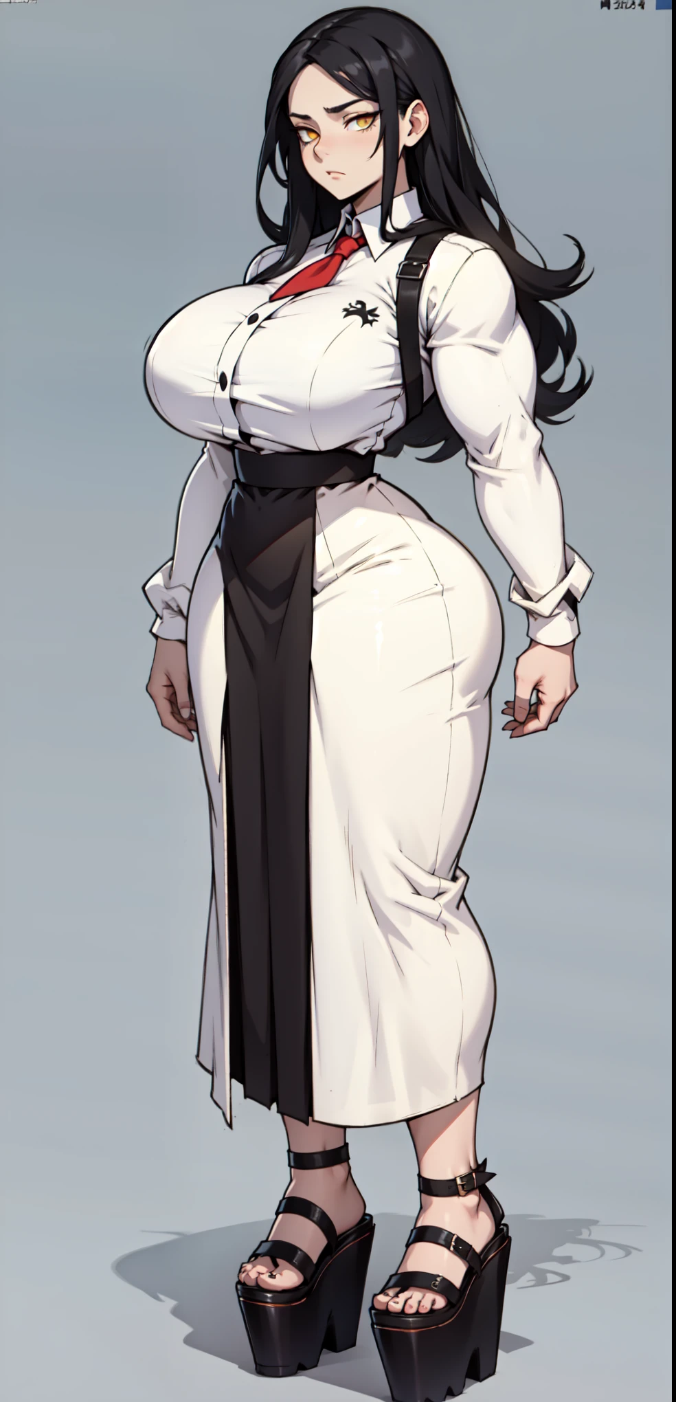 score_9,score_8_up,score_7_up, score_9,score_8_up,score_7_up, solo, ((full body)), ((lady becoming futanari)), (eyes looking down at her own schlong), formal secretary outfit, white gloves, ((black pelvic curtain skirt)), thong, hair covering one eye, glasses, expressive, dynamic, thick full red lips, bimbo lips, pouted lips, squinting eyes, seductive, alluring, sexy, aroused, huge breasts, sagging breasts, wide hips, thick thighs, detailed background, ((NSFW)),((gigantic growing futa bulge)), long futa, (pulsing futa), ((expanding futa)), ((long hidden schlong)), ((schlong erection:0.8)) ((schlong growing)), lower body